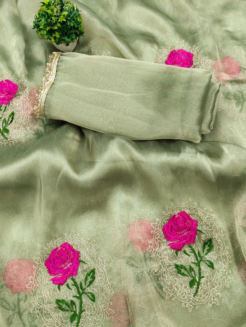 Ktd 3021 Gabana Silk Emberodery Work Saree